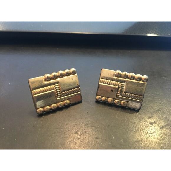 VTG Anson Cufflink Set, Gold Tone Etched Design - Picture 1 of 2
